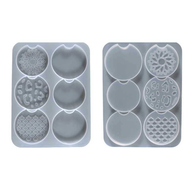 SIY  6-in-1 Car Coaster Mold Set for Epoxy Resin, Silicone Mold for Drink Coaster Auto Cup Holder Coasters DIY Car Crafts Supplies