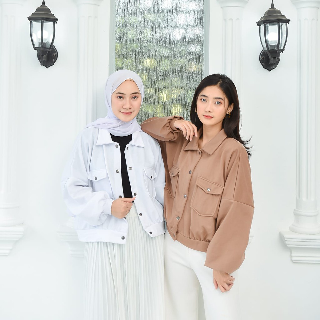 Jaket wanita  OLIN BUTTON JACKET Jaket long sleve wanita Bahan Flece Lembut Dan Tebal Ukuran Allsize