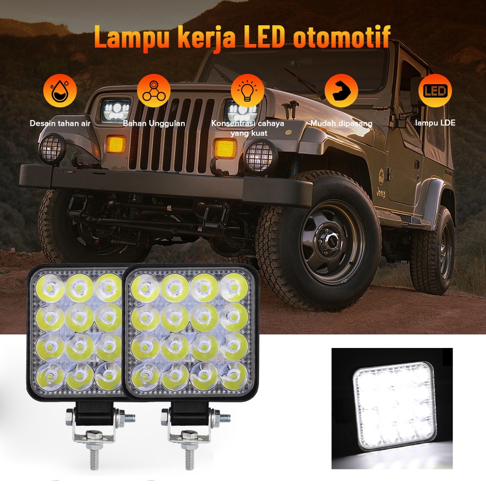 Mobil Kotak Bulat 12V 48W lampu tembak Sorot 16Mata Lampu & Mobil 16Mata DC Worklight 12V / lampu te