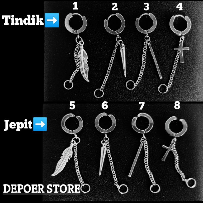 ANTING COWOK KOREA GANTUNG TERBARU JEPIT&amp;TINDIK