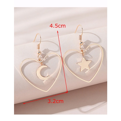 LRC Anting Gantung Fashion Golden Love Xingyue Earrings Y65618