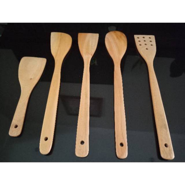 Sutil / Spatula / Sodet kayu set isi 5 pcs dari kayu berkualitas