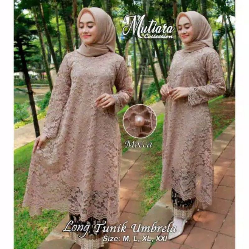 TUNIK UMBRELLA//SET TUNIK BROKAT UMBRELLA MUTIARA//TUNIK TERBARU