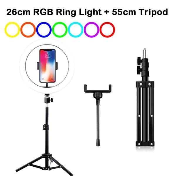 Ring Light RGB Rainbow 26CM +Tripod Stand 1.1M TikTok Youtuber