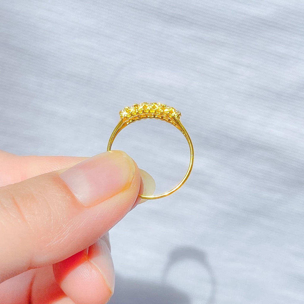 Cincin anak dan dewasa emas asli kadar 700 70 16k gold like berlian diamond baris 4 permata bling mewah ringan satu gram 1 gr g nomor no 11 12 13 14 15 16 17