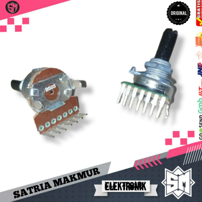 Potensio Ori Tape Politron Polytron 7 kaki tekuk drat AS panjang B503/50k