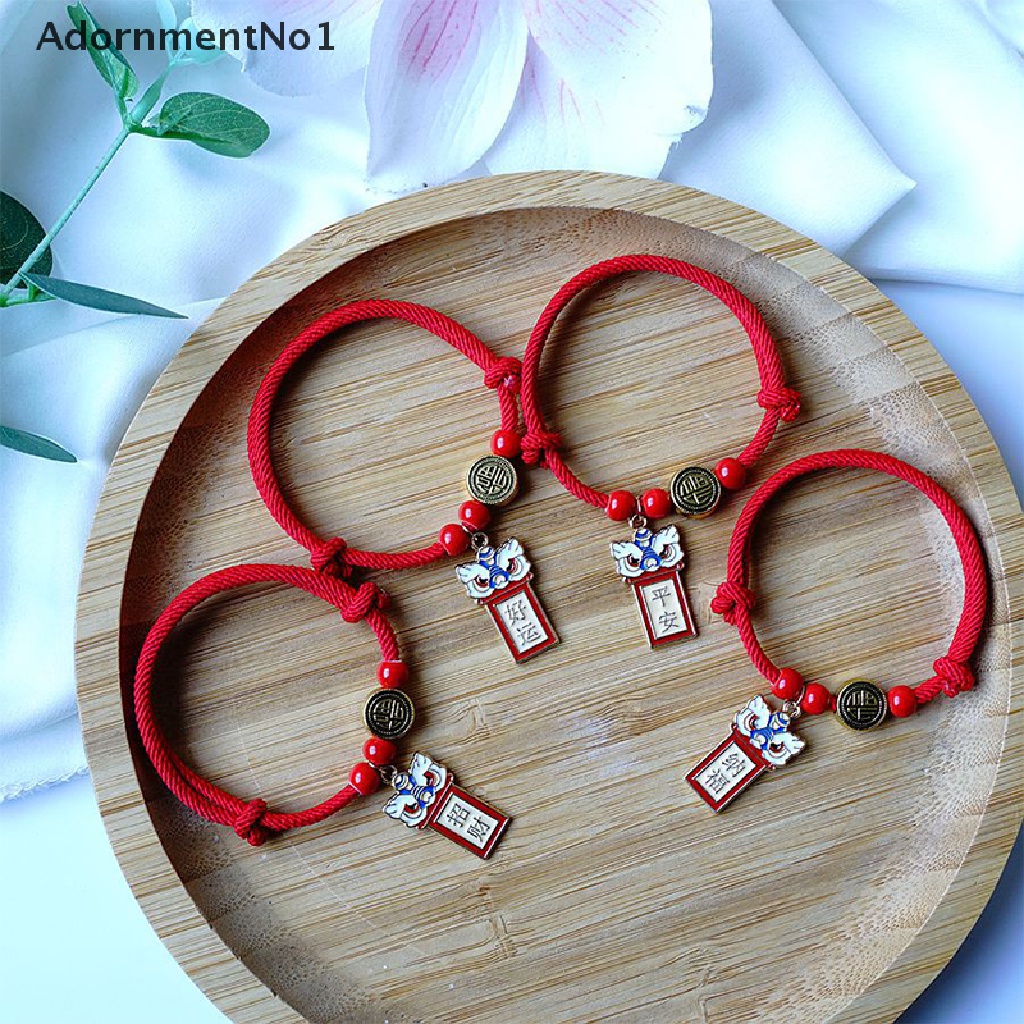 (AdornmentNo1) 2022 Gelang Tangan Tali Merah Handmade Aksen Liontin Macan Untuk Tahun Baru Cina / Imlek