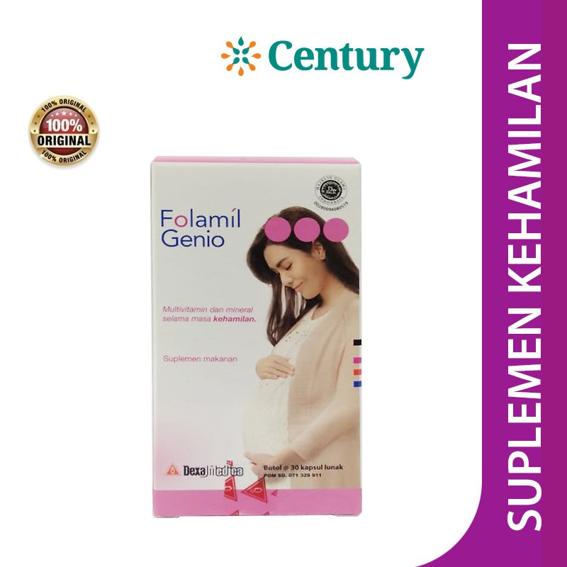 Folamil Genio 30 Kapsul/Suplemen Ibu Hamil dan menyusui/Kehamilan/Promil/DHA/Calcium/Multivitamin/Su