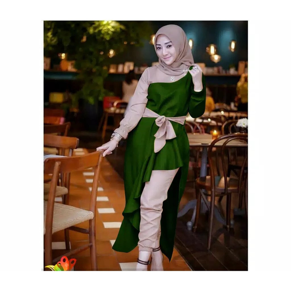 SMARTDN Super Murah setelan bela army baju muslim remaja tunik celana cantik st bel vt
