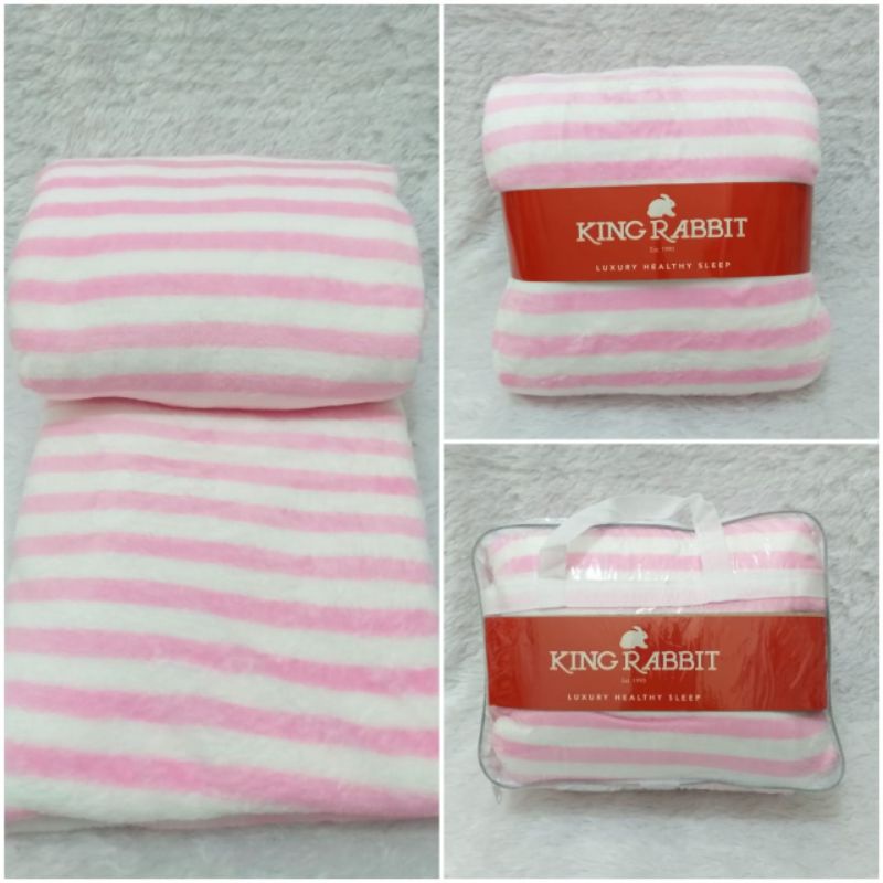 Jual King Rabbit Thermal Blanket Selimut Fleece 150 x200 cm Motif Line