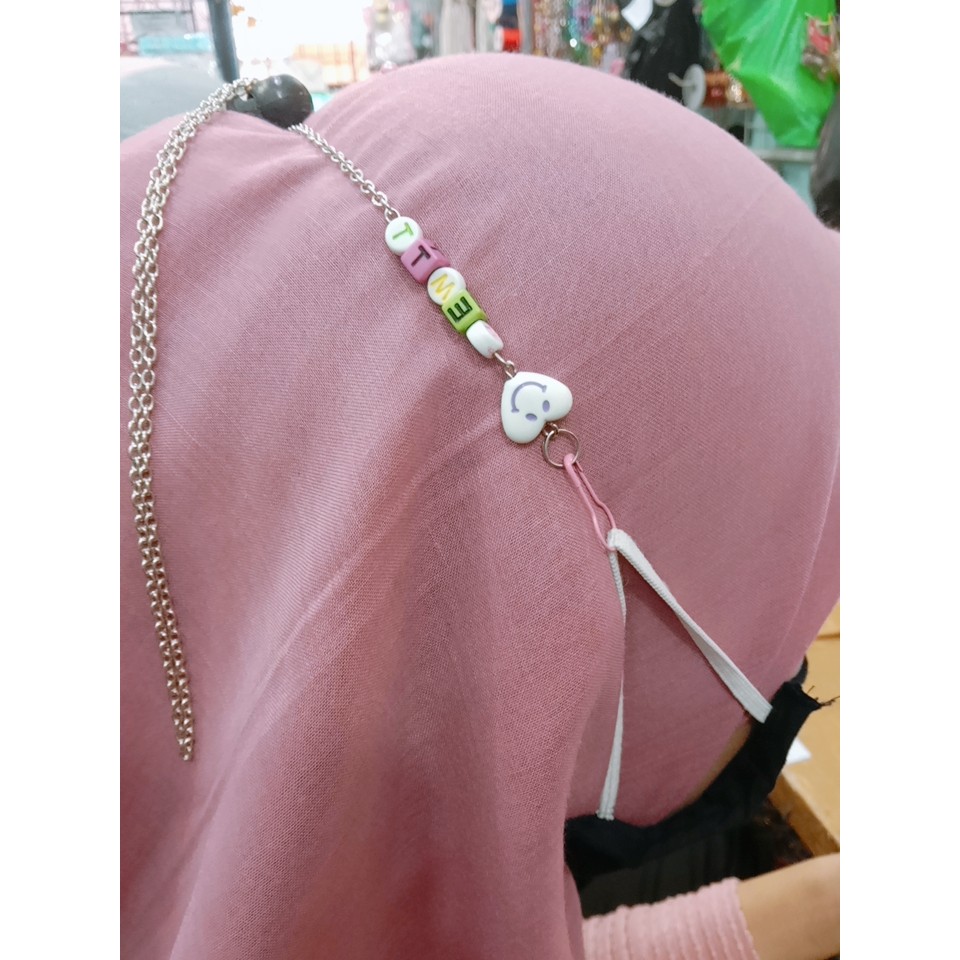 Mask Chain Neck Strap Kalung masker Rantai Manik LOVE Emoji Kalung masker Hijab Strap mask korea