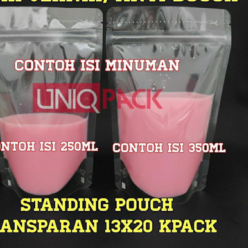 [Anti bocor] Standing Pouch Minuman 250ml - 500ml 13x20 Kpack/ Plastik klip Minuman 100 pcs