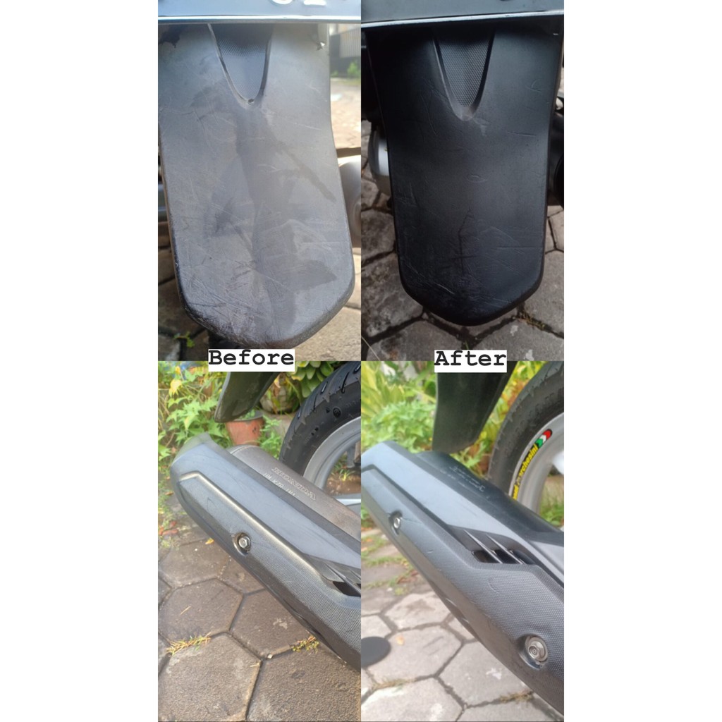 [PAKET SEMI-COATING + BLACK] Pengkilap / pengkilat - penghitam body kasar dan plastik motor mobil