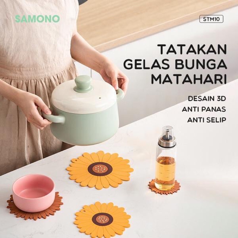 SAMONO STM10 Tatakan Alas Panci Tahan Panas Silikon Tahan Air Anti Slip Premium Tahan Panas Design 3D