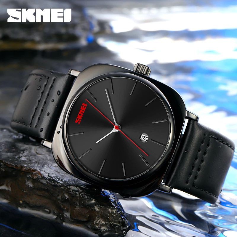 SKMEI 9266 Jam Tangan Pria Analog Chronograph Casual Quartz Tali Kulit WATCHKITE SBY