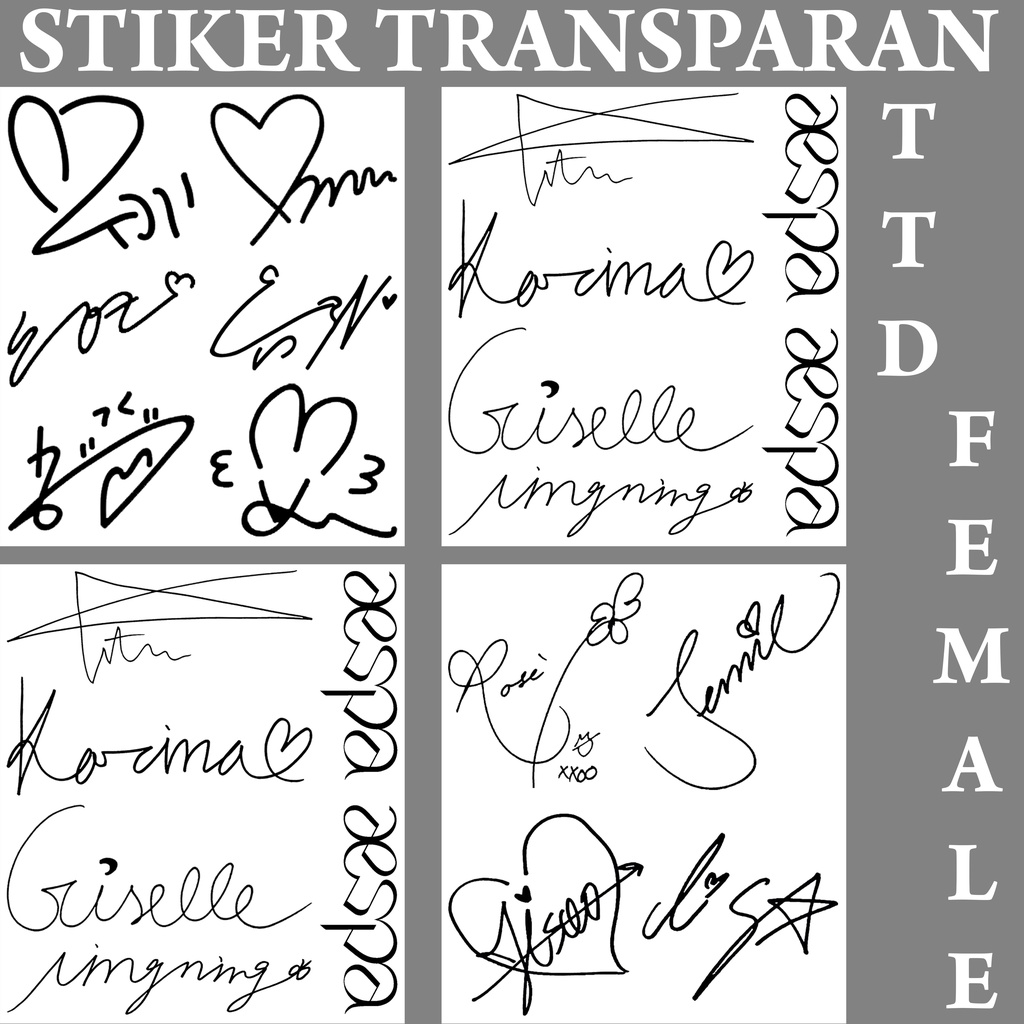 [READY STOCK] Stiker Transparan Tanda Tangan Set (G)I-DLE AESPA BLACKPINK GFRIEND ITZY IZONE RED VEL