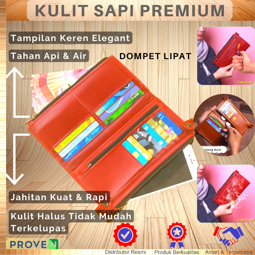 Dompet Kulit Wanita Dompet Kartu Wanita Lipat Kulit Sapi Asli Original AD01 Model Lipat Merk Alice Leather GARANSI ORIGINAL