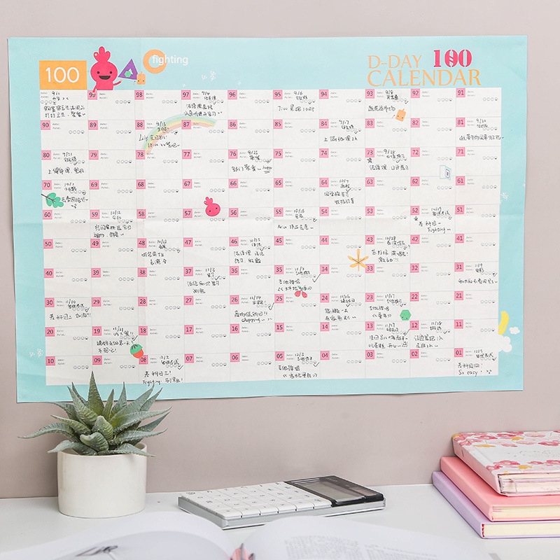 100 Days Target Table Schedule Calendar Work Learning Stationery High Planner Agenda Organizer