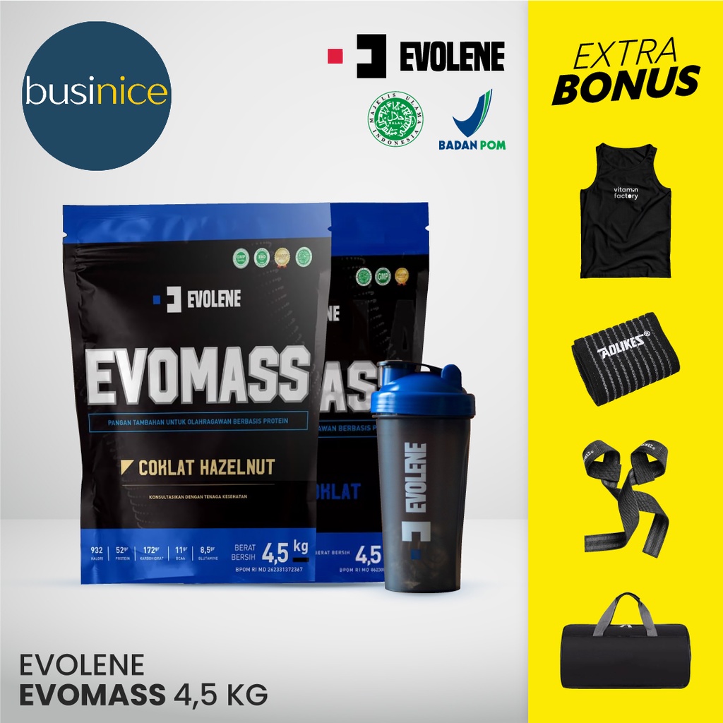 Evolene Evomass Gainer Evo Mass 4500 Gram 4.5kg 10Lbs 10 Lbs BPOM