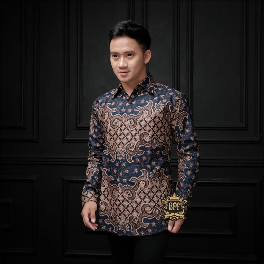 Kemeja Batik Pria Lengan Panjang Motiv Terbaru Bahan Katun Adem Di Pakai Serap keringat