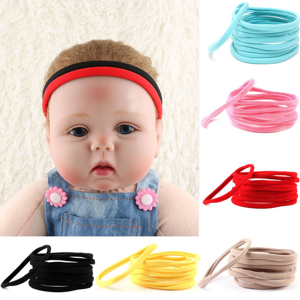 10Pcs/Set Skinny Baby Girl Headwear Spandex Nylon Headband Stretchy