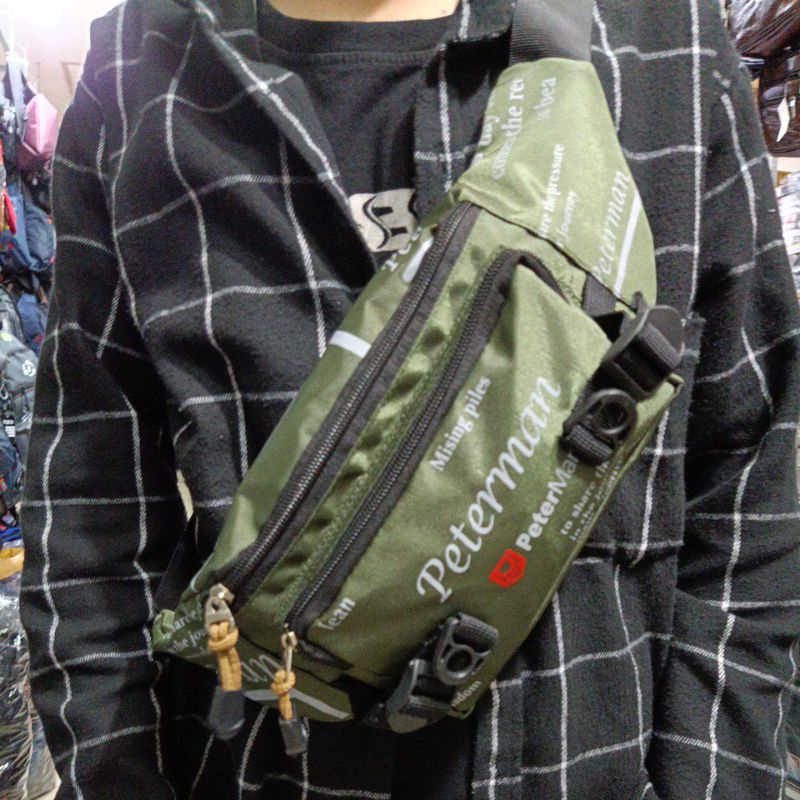 Tas Waistbag Kanvas Pria murah || Selempang &amp; Bahu Pria Wanita