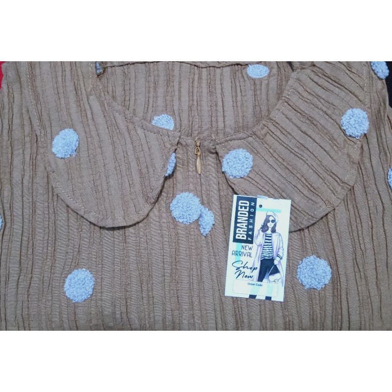 gamis pompom serat kayu dress pompom dress serat kayu