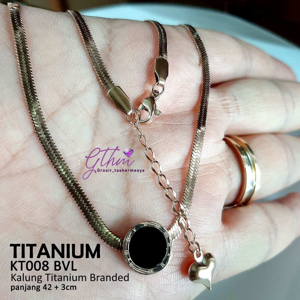 Kalung Titanium gold plat rosegold 316L N21001