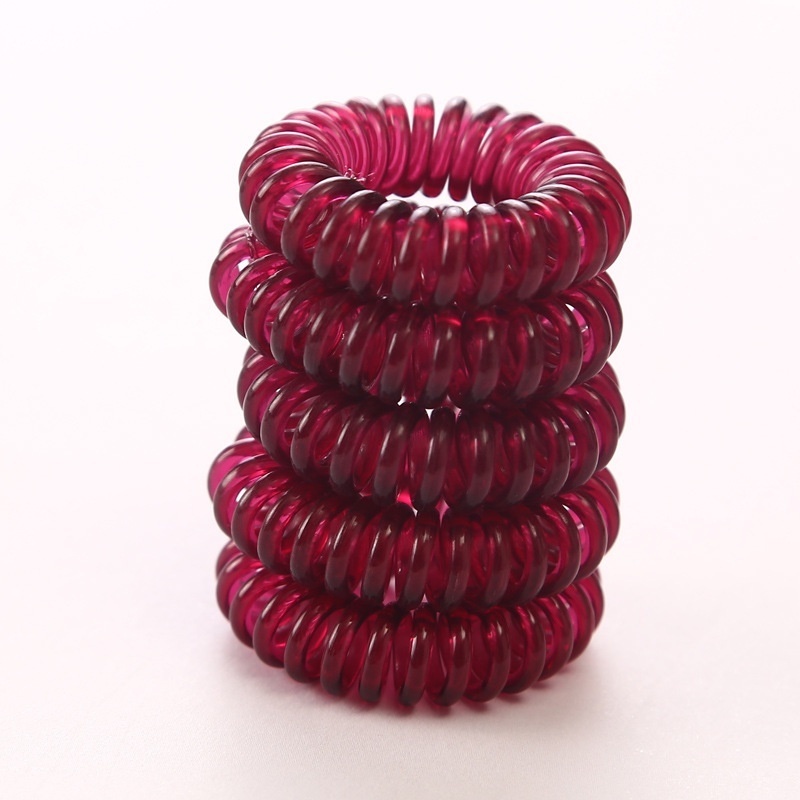 10pcs/lot Women Transparent Elastic Spiral Shape Hair Rope Telephone Wire Hair Ties Ponytail Holder
