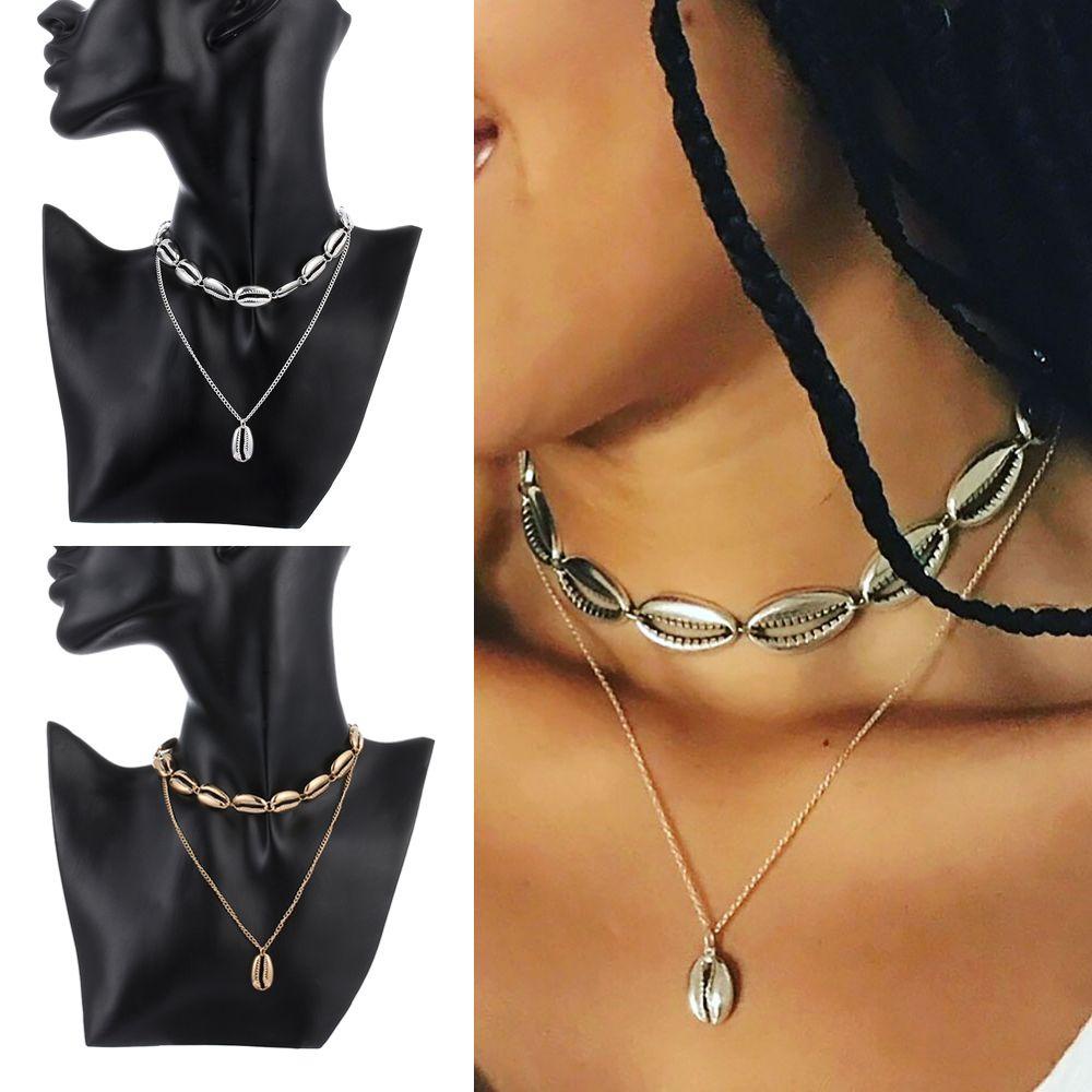 R-flower Multilayer Shell Kalung Wanita Hadiah Rantai Choker Perhiasan Pantai