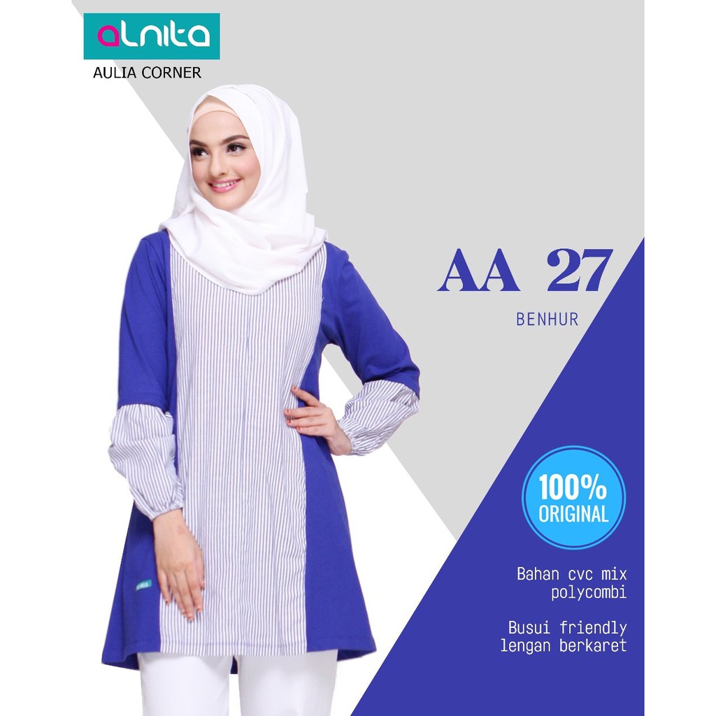 Busana Muslim Wanita Atasan Alnita AA 27 Benhur ORIGINAL Busana Muslim Atasan Putih