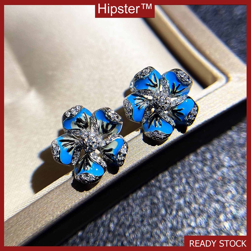 Fashionable All-Match Blue Flower-Shaped Earrings