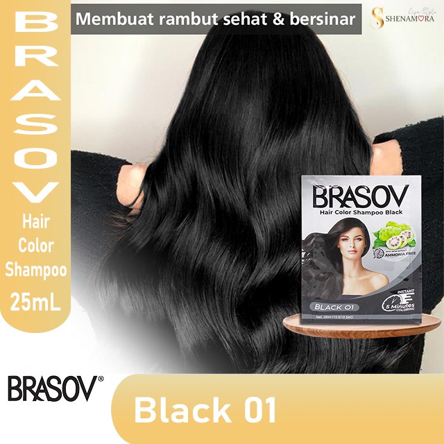 Brasov Hair Color Shampoo | Pewarna dan Penutup Uban pada Rambut 25 mL