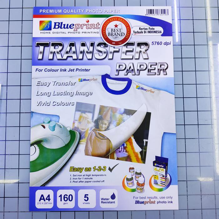 

Kertas / T-Shirt Transfer Paper A4 5 Lembar - Kertas Sablon Blueprint ( White )