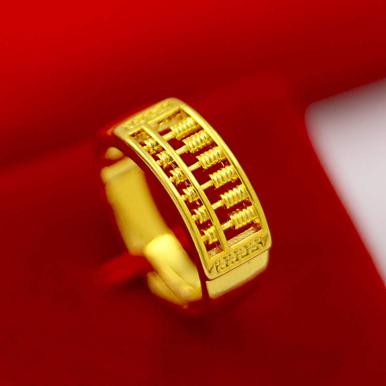 Cincin Sempoa Lapis Emas Asli Kadar 375 Model Terbuka Dapat Disesuaikan Gaya Retro Korea Untuk Wanita