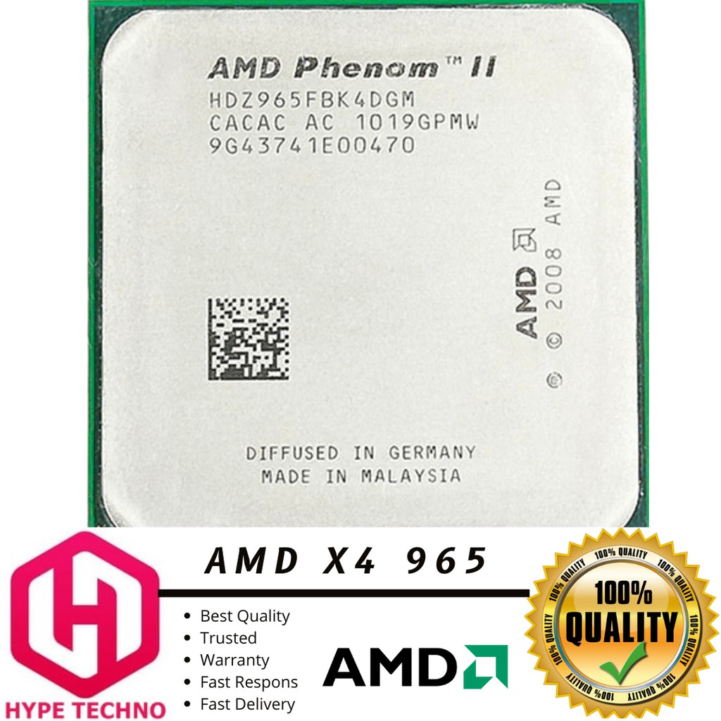 AMD Phenom II X4 965 Black Edition 3.4Ghz 4Cores 4Threads Socket AM2+ AM3 - Processor Komputer PC Be
