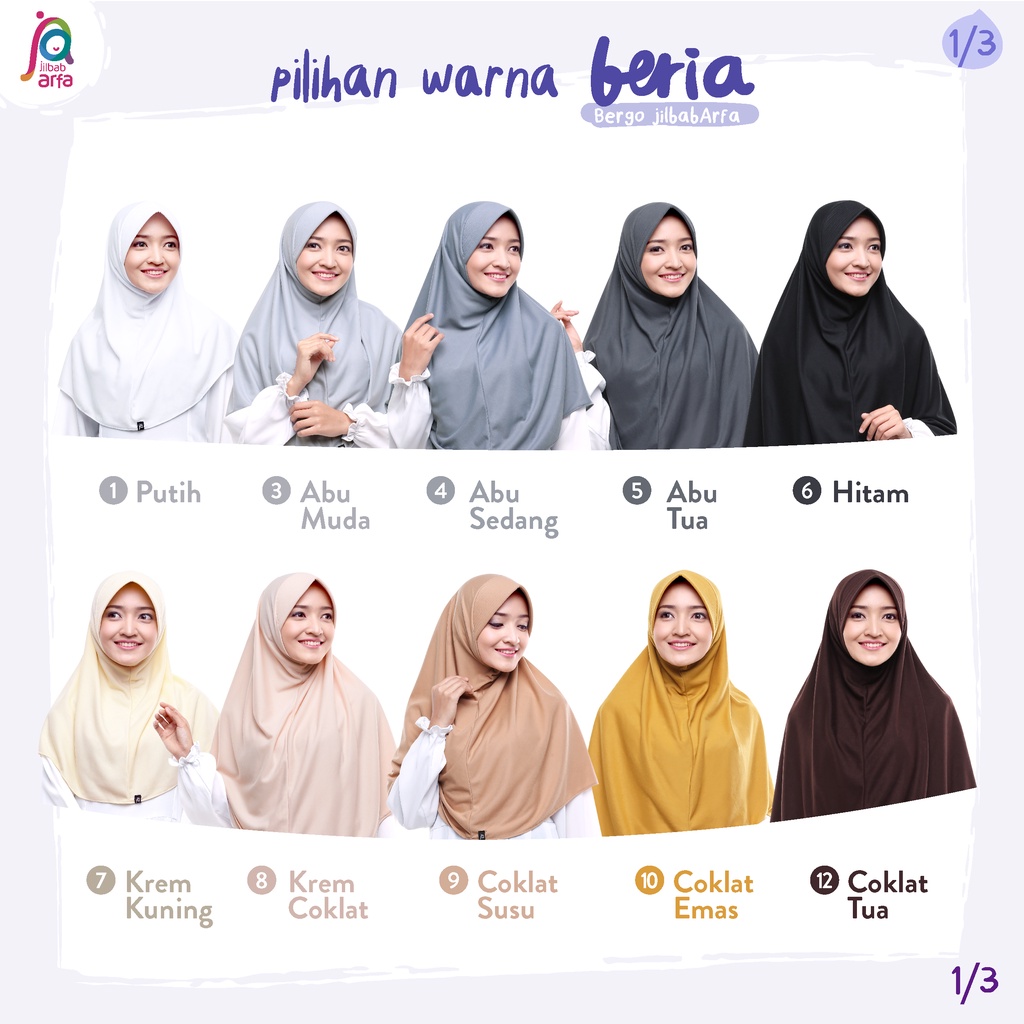 Jilbab Afra ( Jilbab Arfa ) Bergo Beria Pet Standar Size M - Jilbab Instan Bahan Kaos Adem &amp; Lembut