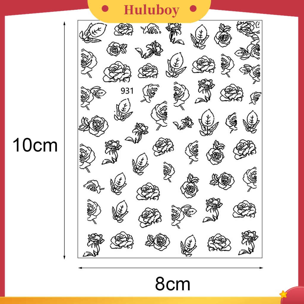 Huluboy Huluboy♡ 6pcs Stiker Nail Art Desain Bunga Mawar Hollow Hemat Waktu Untuk Dekorasi Manicure