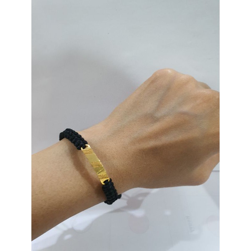 Gelang tali plat emas
