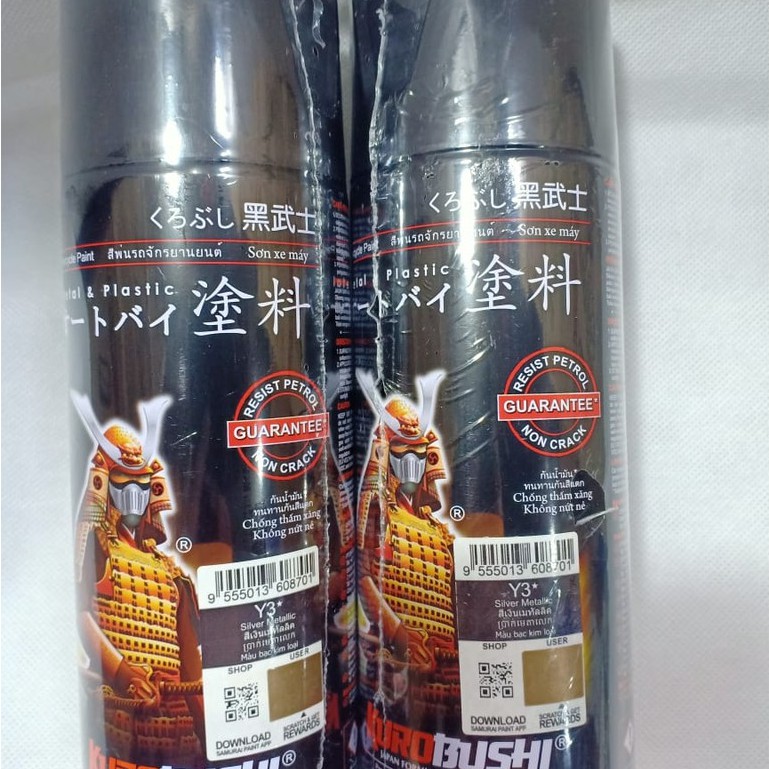 Samurai Paint Kurobushi Cat Semprot Pilox Pilok 400 ml - Metalik Silver / Silver Metallic (Y3*)