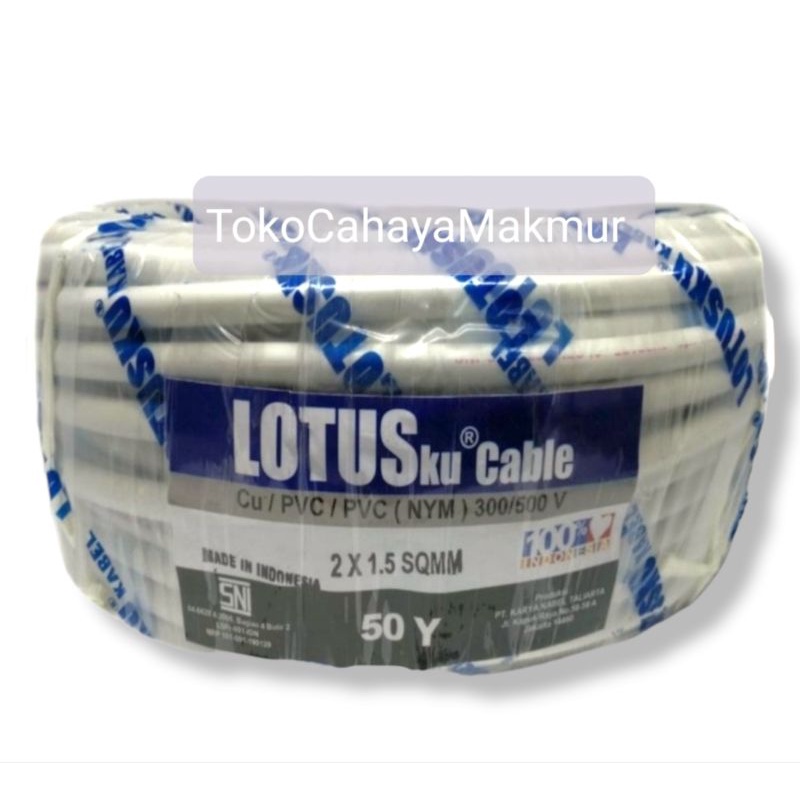 Kabel Listrik Kawat NYM 2x1.5 2x1,5 mm 50Y LOTUSKU 2x1,5mm 50 Yard SNI