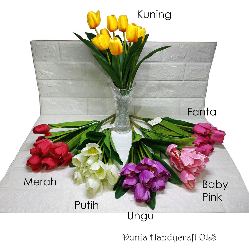 Bunga Tulip 9k Tangkai Bunga Artificial Dekorasi Hiasan Pajangan