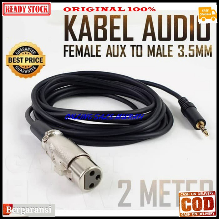 G419 Kabel mic jack 3.5 mm 2 meter stereo jek 3,5mm mik mini stereo mm panjang microphone mikrophone G419   Dari Mic Shotgun ke DSLR/SLR Panjang kabel 2 meter Plus Jack XLR Female To Jack Mini Stereo 3,5mm Dari mic shotgun ke DSLR/SLR Iklan Sesua