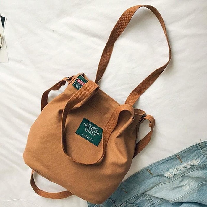 Tas Selempang Wanita Kanvas Living, Traveling, Share Shoulder Bag NEW
