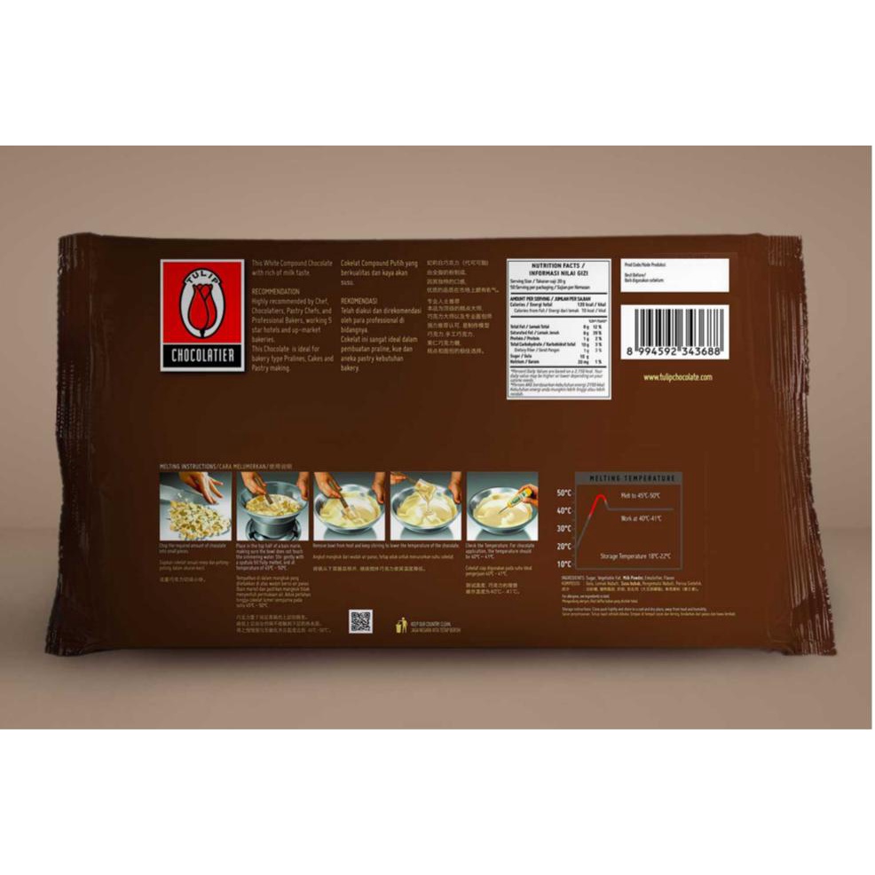 Coklat Tulip White Chocolate Compound - Tulip White 1kg