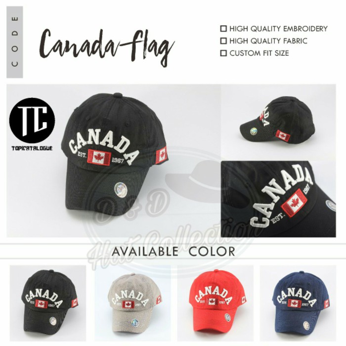 Topi Baseball Import Canada Flag / Topi Distro