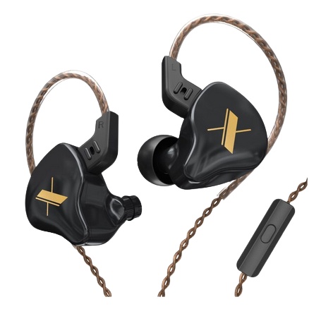KZ EDX Earphones Dynamic HIFI Bass Earbuds Stage IEM WITH MICROPHONE-HITAM