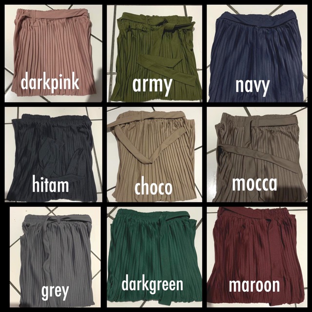 302 KULOT PLISKET PANJANG TALI PINGGANG MODIS FASHION MUSLIM BAWAHAN CELANA POLOS MURAH PLEATEDPANTS