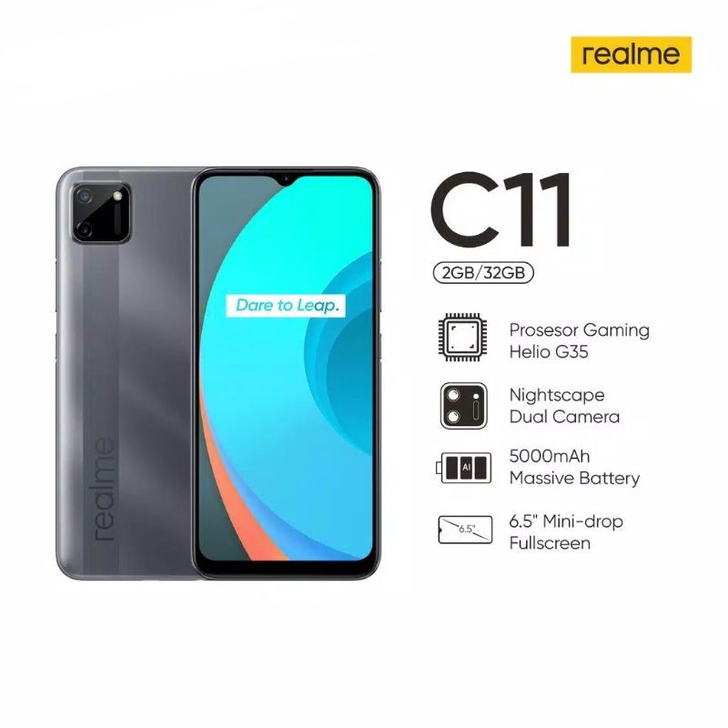 REALME C11 2/32GB  (Helio G35, 5000mAh Battery, 6.5" Mini_drop Fullscreen)