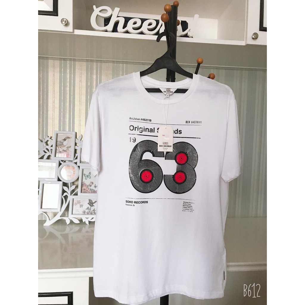 T-SHIRT BEN SHERMAN VINYL 63 WHITE / KAOS PRIA BRANDED ORI
